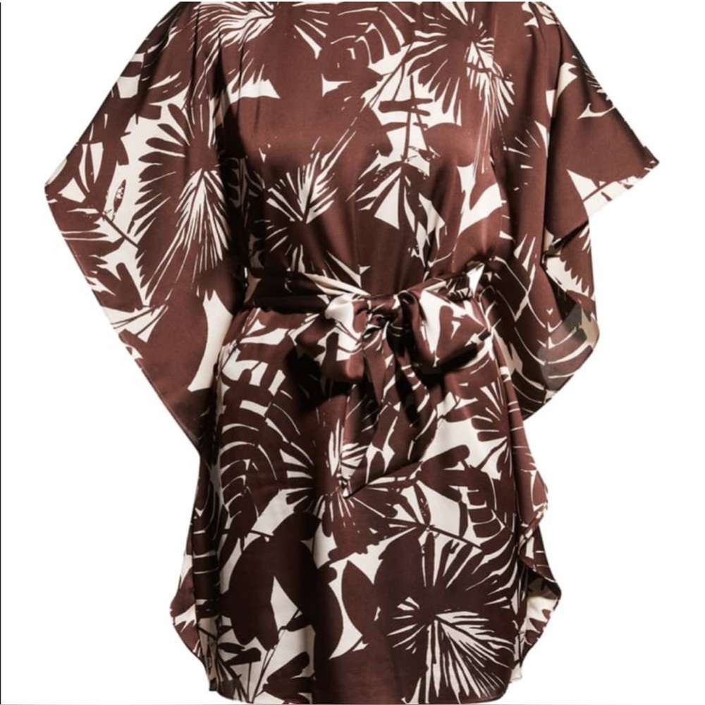 Trina Turk Paradise Mini Dress in Brown Tropical Print size Medium - Picture 2 of 8